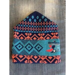 Vintage Smiley 100% Wool Ski Hat Knit‎ Cap Beanie Steamboat USA Classic 70s 80s